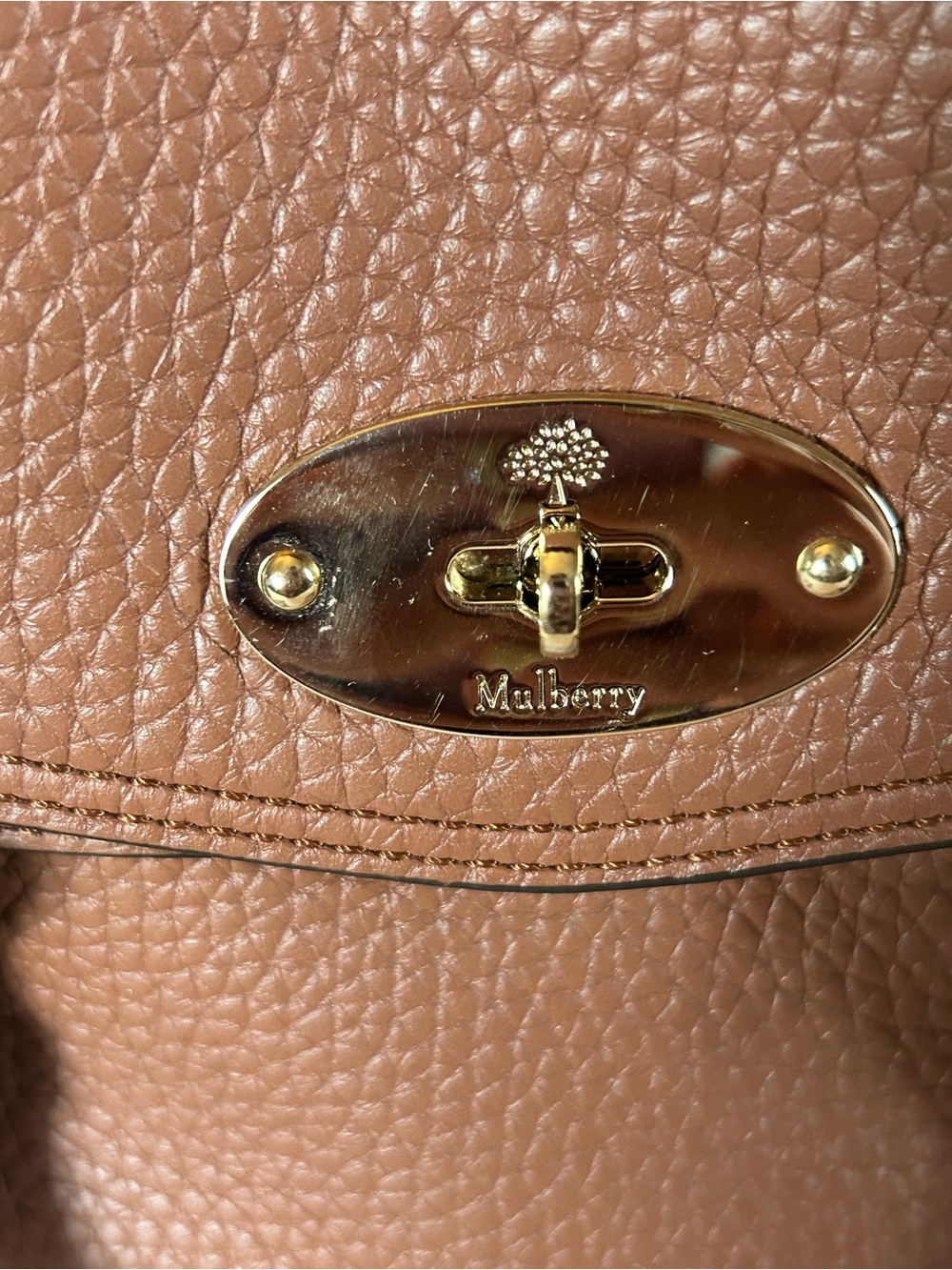 Mulberry Mini Alexa Heavy Grain Leather Satchel Chestnut Brown Retails $1345 EUC - Picture 6 of 17